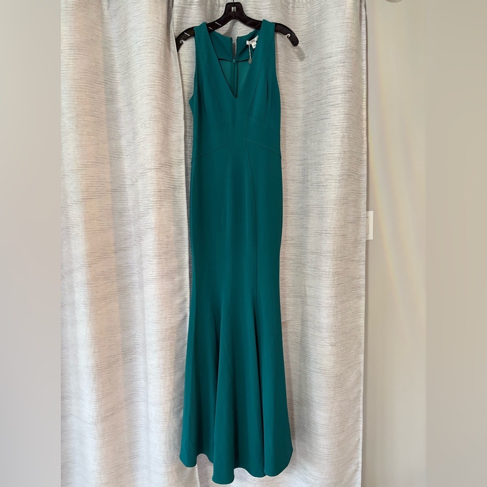ZAC Zac Posen Green Sleeveless V-Neck Maxi Gown